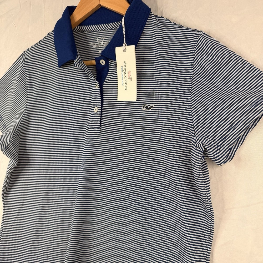 Vineyard vines Women's Performance Pique Polo ROYAL OCEAN SZ-M NWT (PTP 19.5in) - Picture 4 of 16
